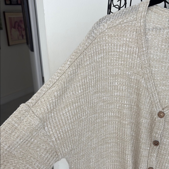 For The Republic Light Tan Button-Front Cardigan - Picture 3 of 5